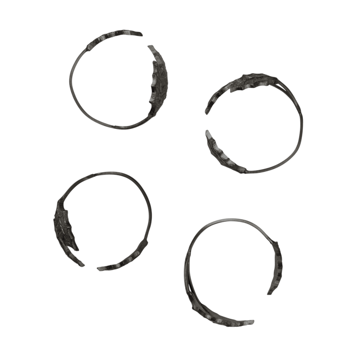 Holly leaf servetring Ø5,3 cm 4-pack - Black Brass - Ferm Living