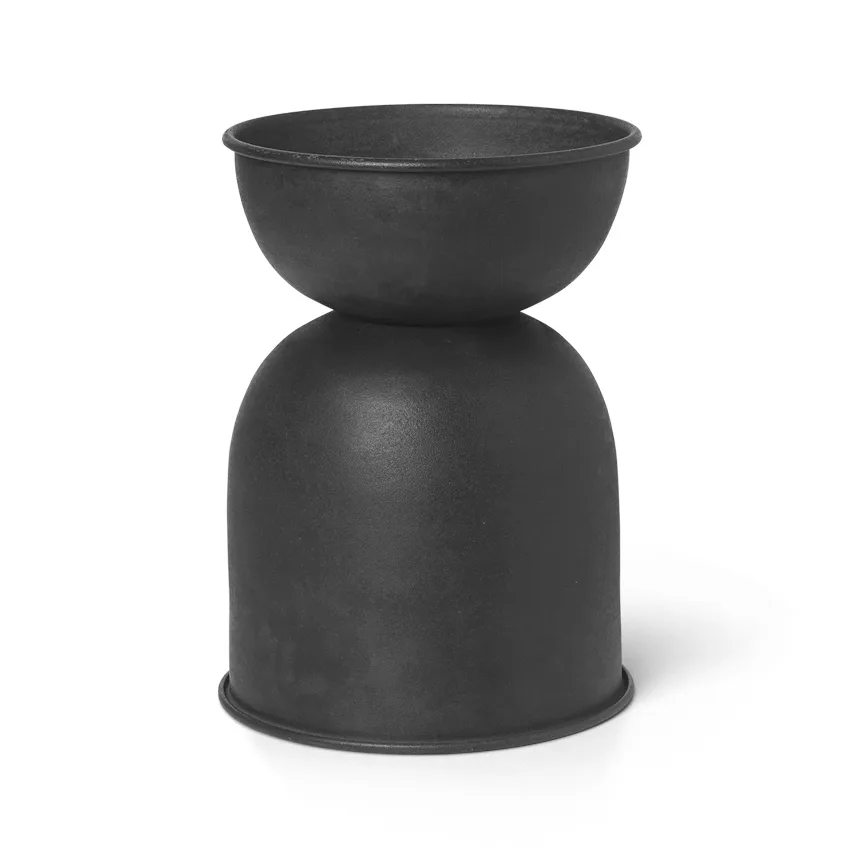 Hourglass bloempot extra small Ø21 cm, Zwart-donkergrijs Ferm Living