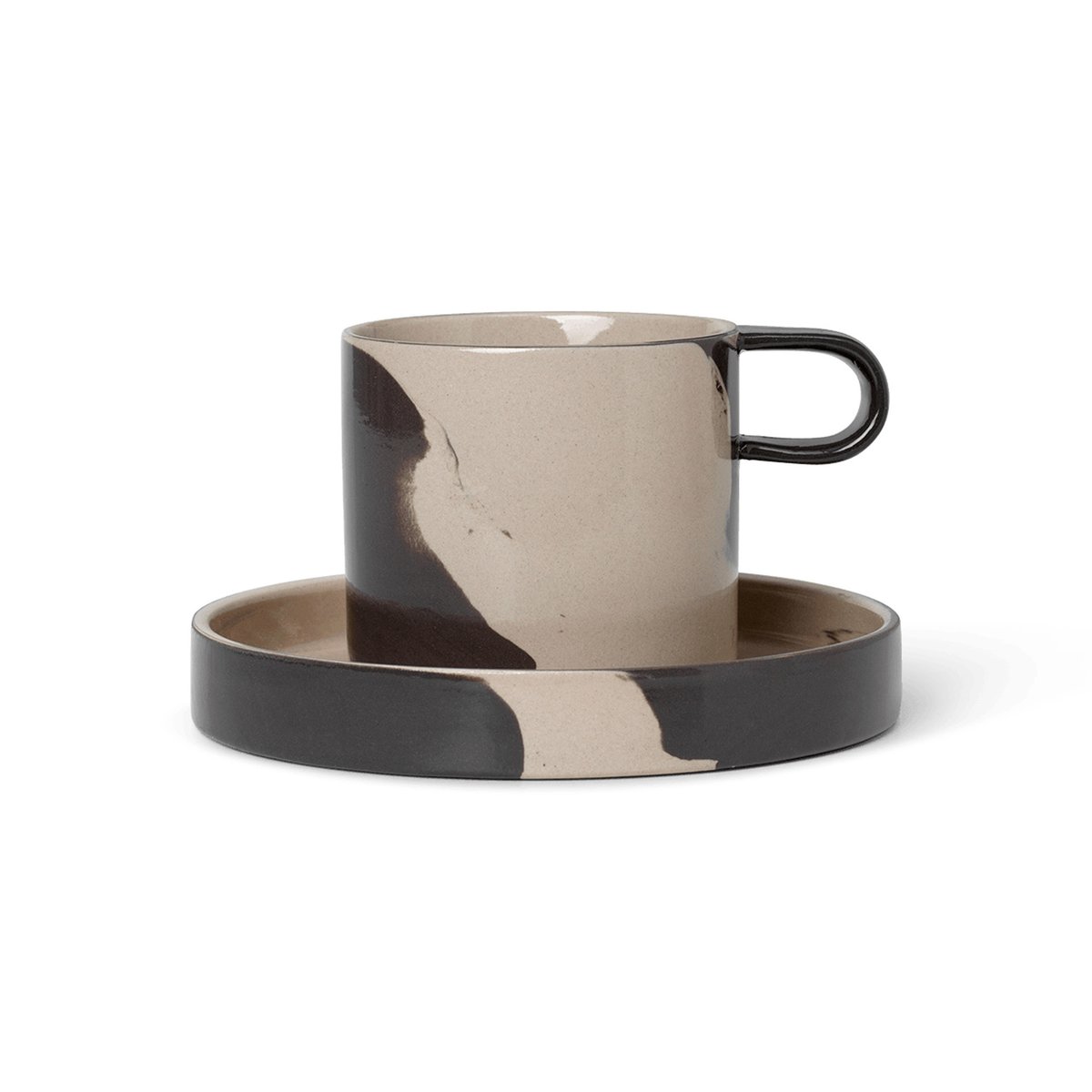 Ferm Living Inlay kop met schotel Sand-brown