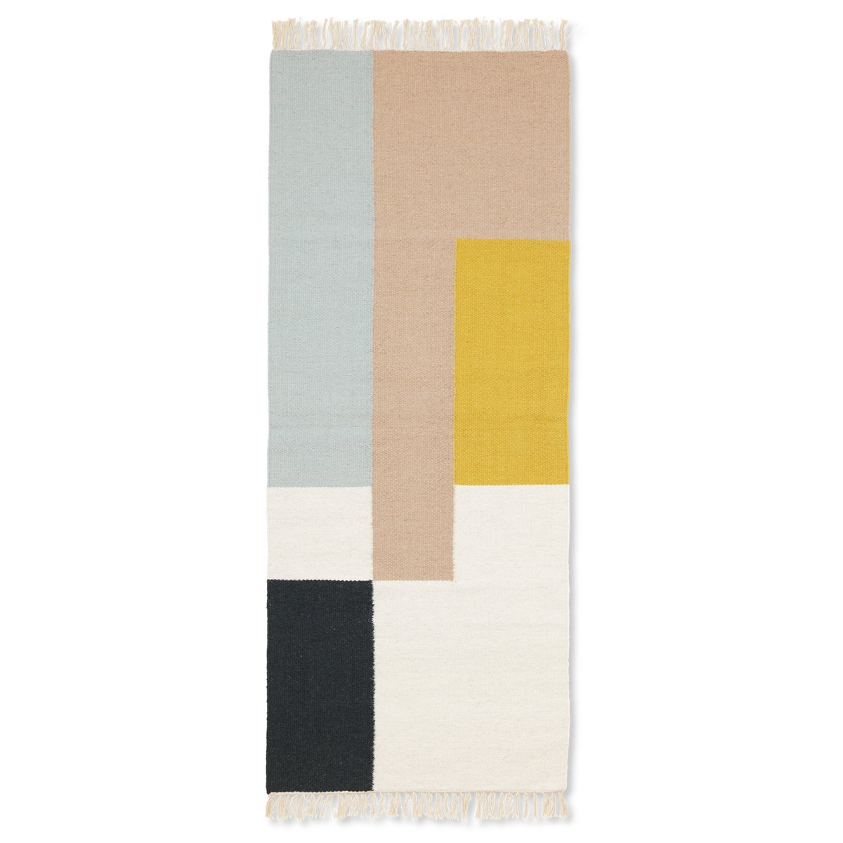 Ferm Living Kelim vloerkleed 70x180 cm Squares | Scandinavisch Interieur | Wollen vloerkleden | Multi
