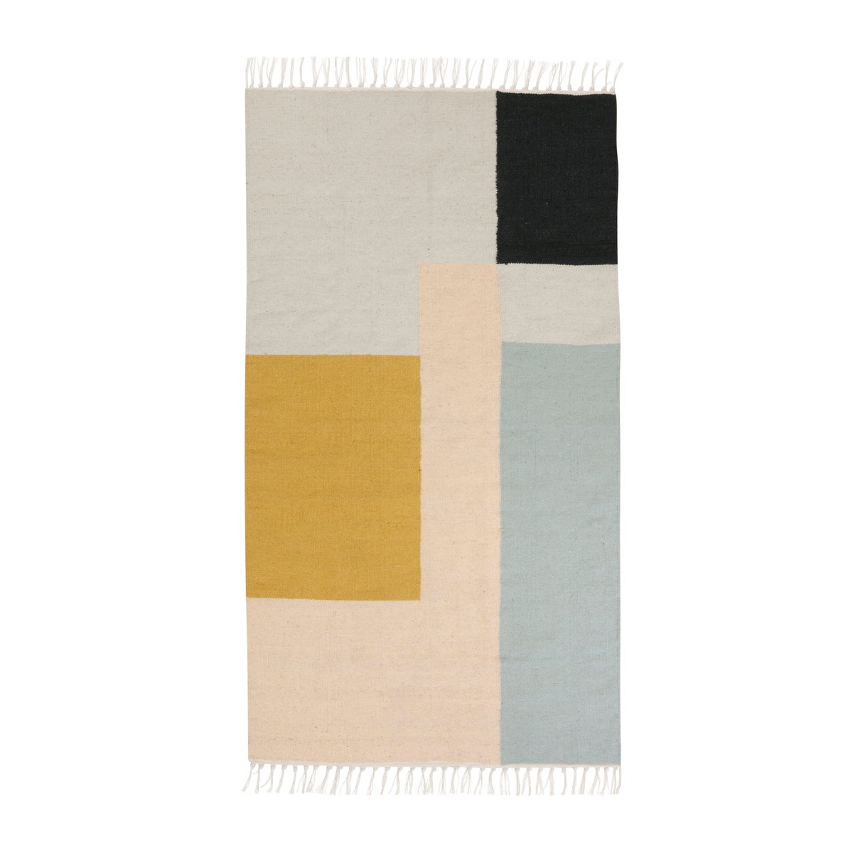 Ferm Living Kelim vloerkleed klein squares | Scandinavisch Interieur | Wollen vloerkleden | Grijs