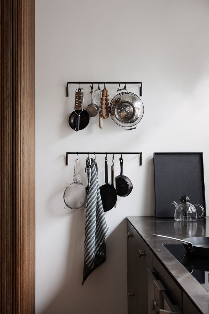 Kitchen keukenstang met 6 st. haken, Zwart messing Ferm Living