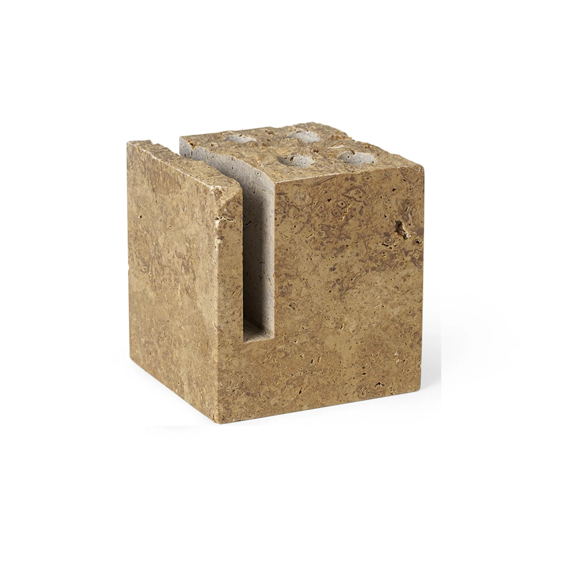 Klint pennenhouder 9x9 cm, Beige travertijn Ferm Living
