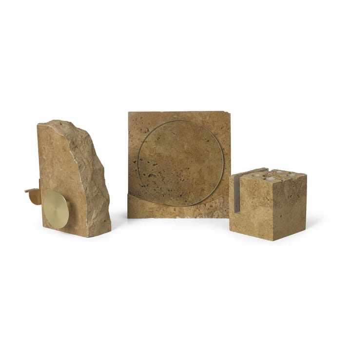 Klint pennenhouder 9x9 cm, Beige travertijn Ferm Living