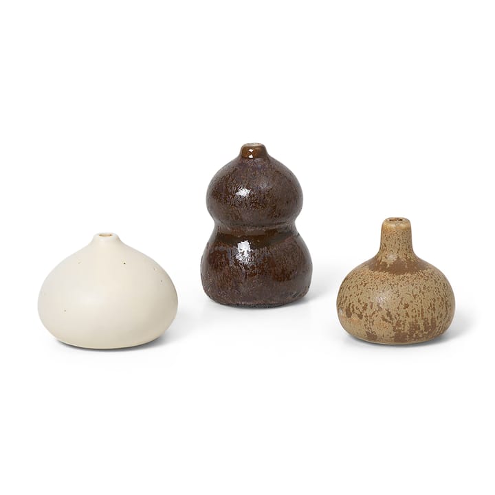 Komo vaas mini set van 3 - Brown-white - Ferm Living