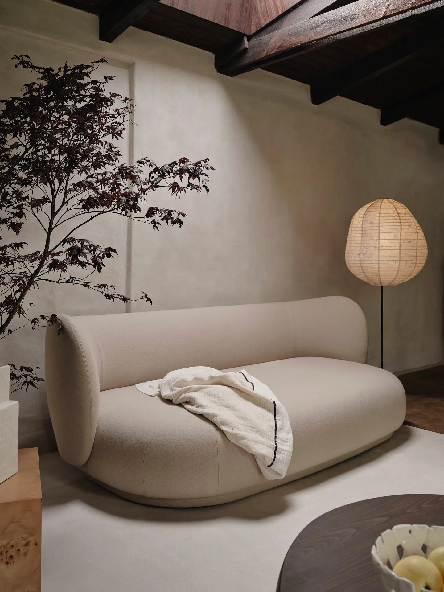 Kurbis vloerlamp high, Natural-black Ferm Living