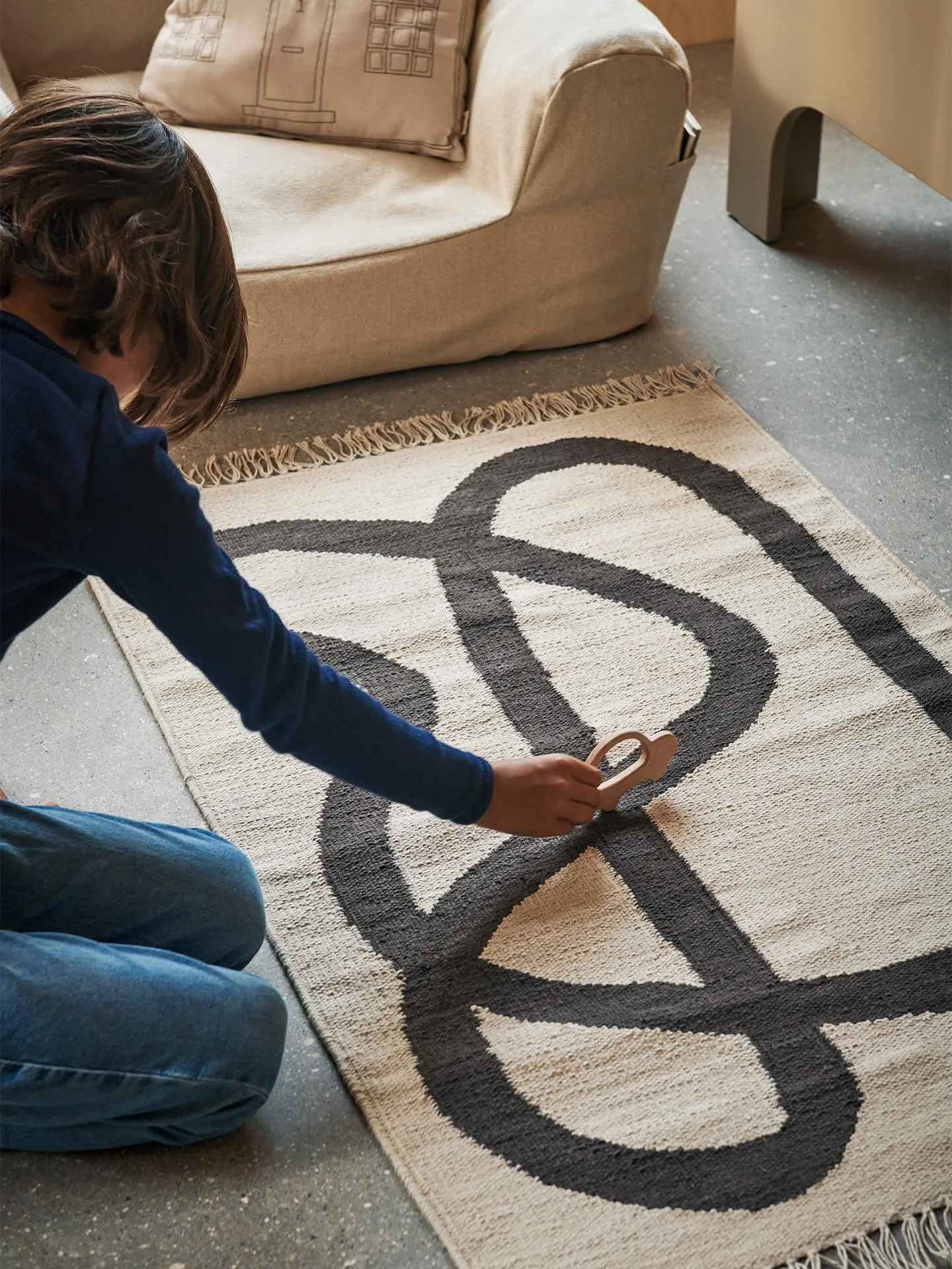 Lane vloerkleed 70x105 cm, Off-wit-Chocolade Ferm Living