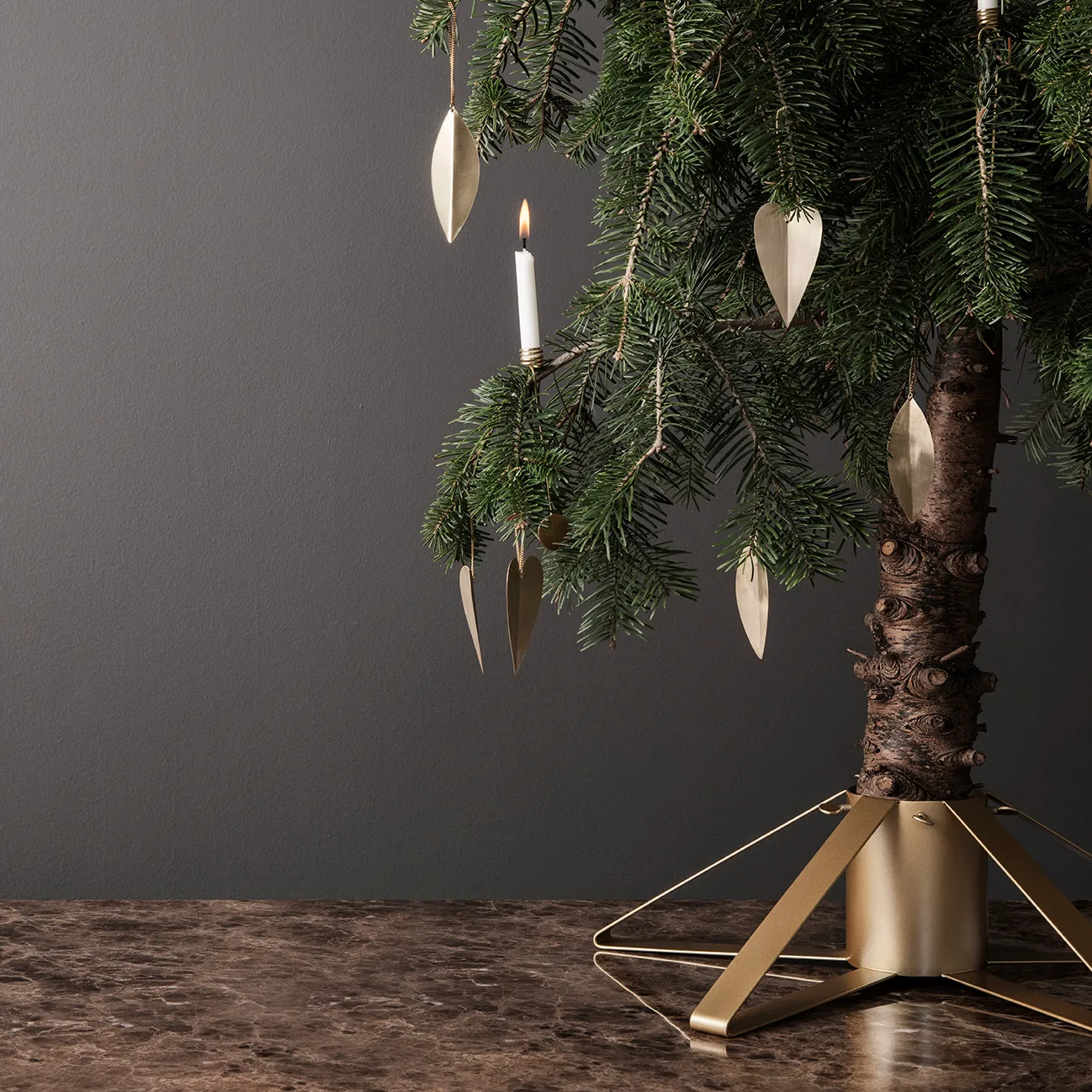 Leaf kerstboomdecoratie, Brass, 4-pack Ferm Living
