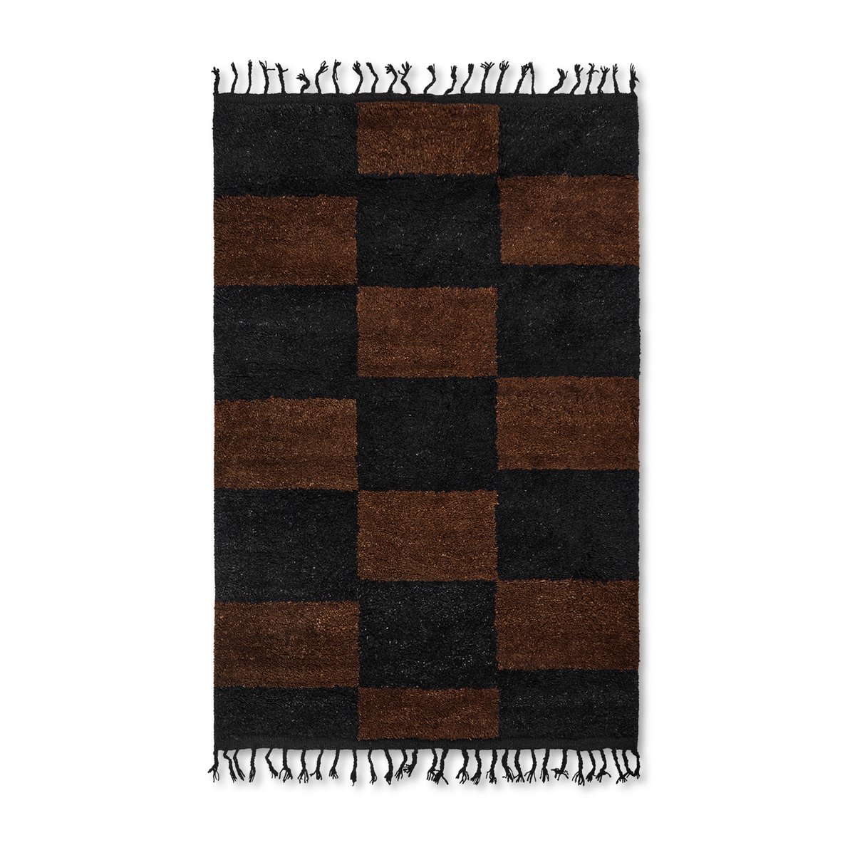 ferm LIVING Mara handgeknoopt tapijt 120x180 cm Black-chocolate