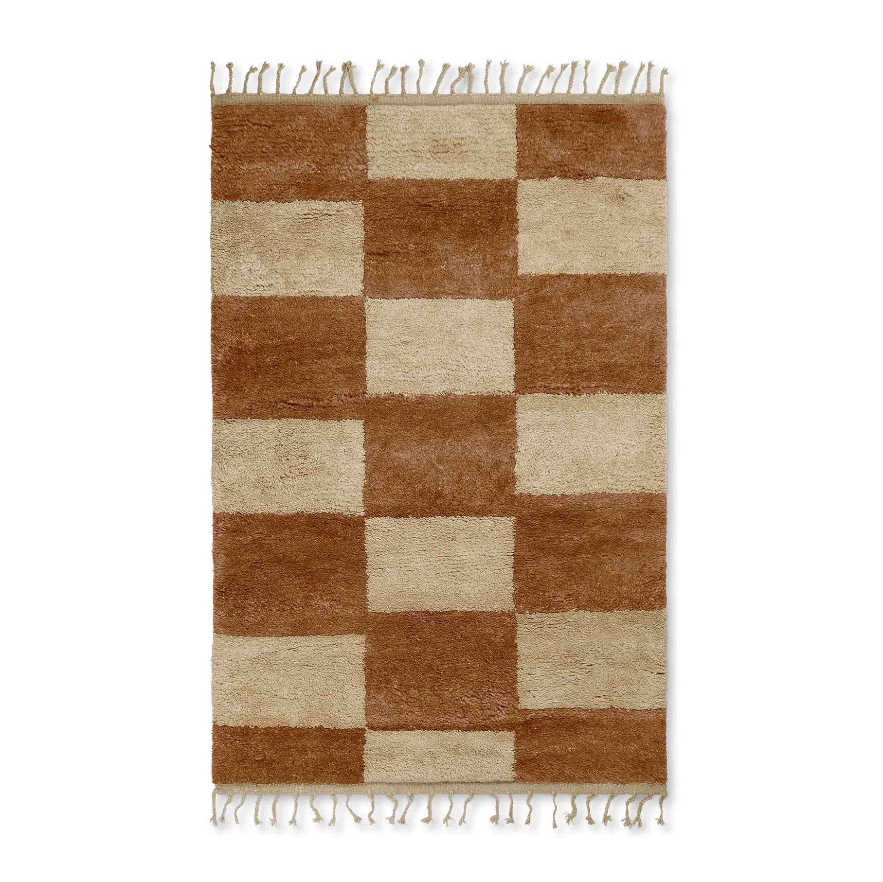 Mara handgeknoopt tapijt 120x180 cm, Dark Brick-off-white Ferm Living