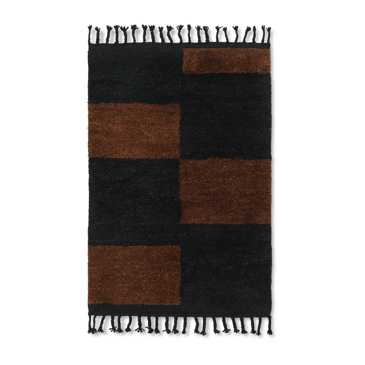 ferm LIVING Mara handgeknoopt tapijt 80x120 cm Black-chocolate