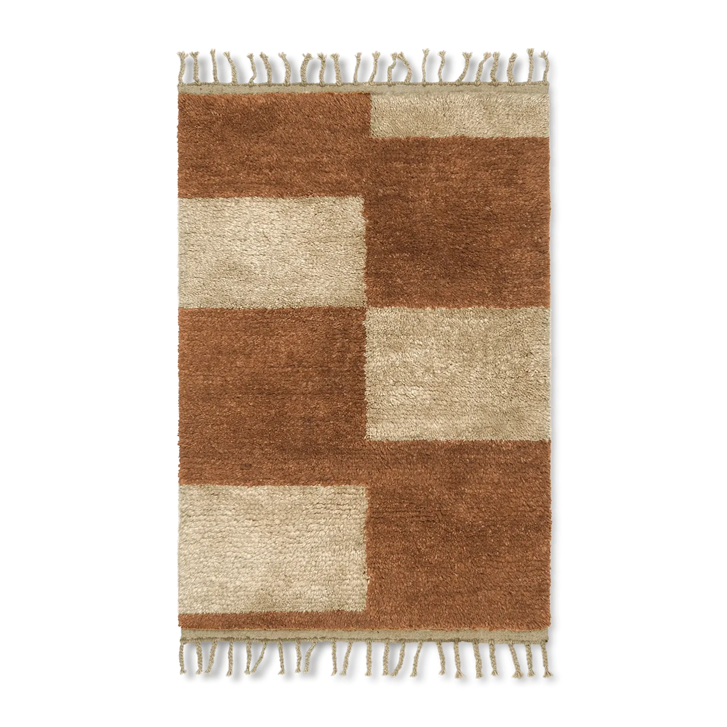 Mara handgeknoopt tapijt 80x120 cm, Dark Brick-off-white Ferm Living