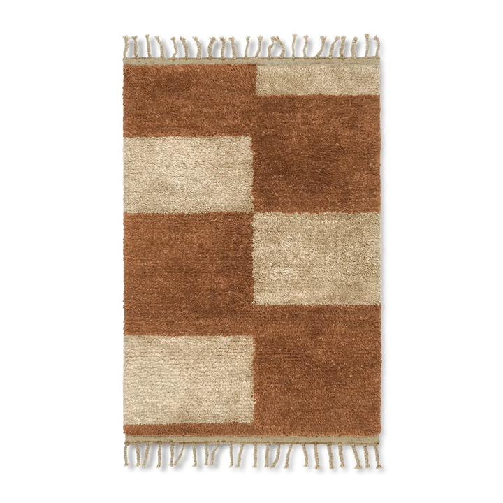 Mara handgeknoopt tapijt 80x120 cm - Dark Brick-off-white - Ferm LIVING