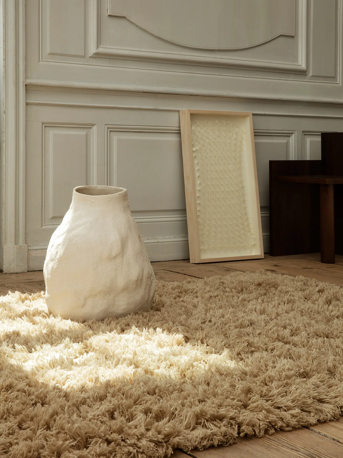 Meadow High Pile vloerkleed 140x200 cm, Light Sand Ferm Living