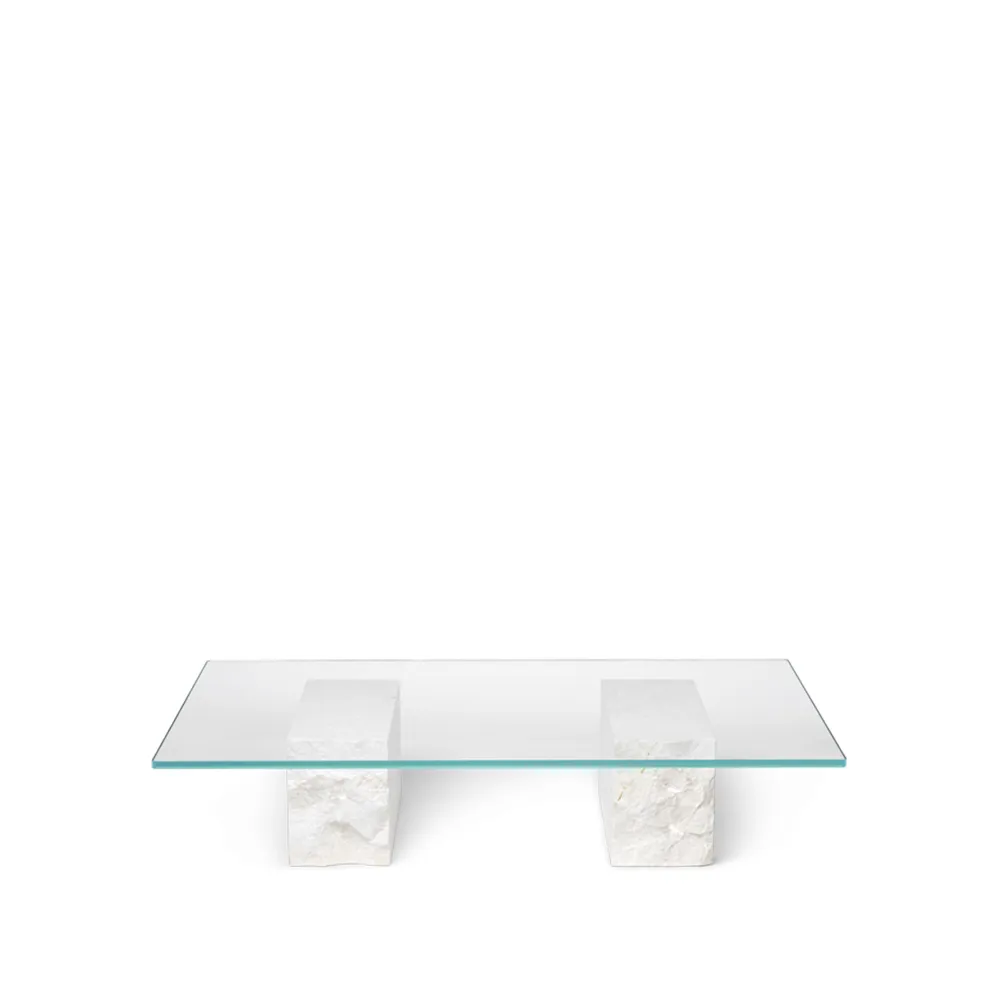 Mineral salontafel, glas, marmeren voet Ferm Living