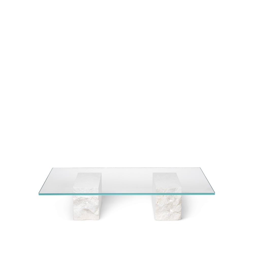 ferm LIVING Mineral salontafel glas, marmeren voet