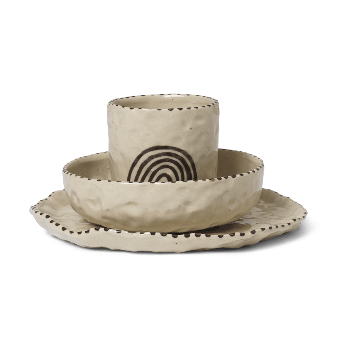 Ferm Living Naive kinderservies 3-delig Red brown