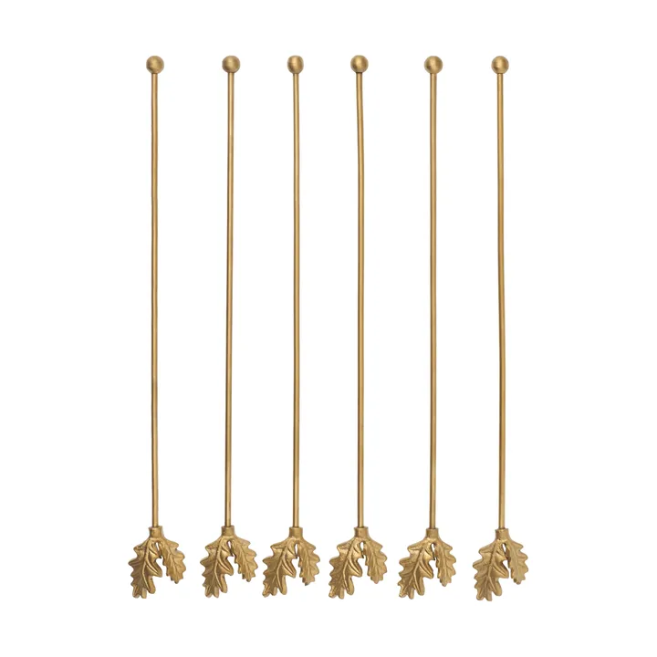 Oak Leaf cocktailprikkers 6-pack - Messing - Ferm Living