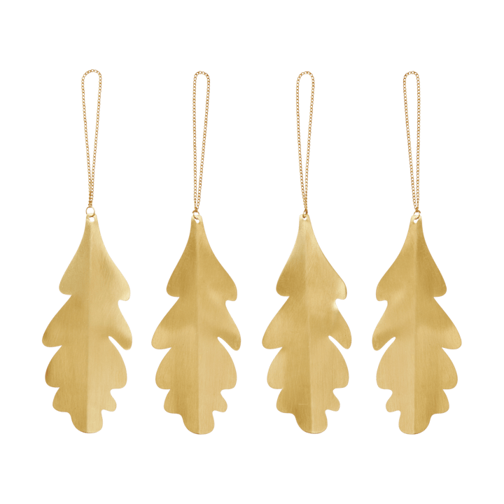 Oak leaf decoratiehanger 13,5 cm 4-pack - Brass - Ferm Living