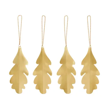 Oak leaf decoratiehangers 13,5 cm 4-pack - Brass - Ferm Living