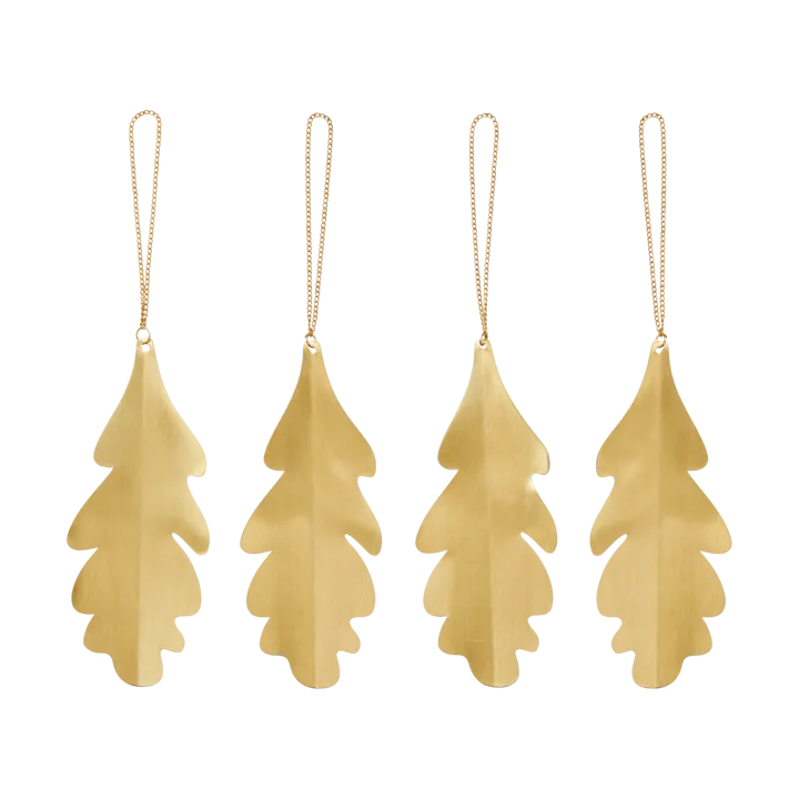 Oak leaf decoratiehangers 13,5 cm 4-pack - Brass - Ferm Living