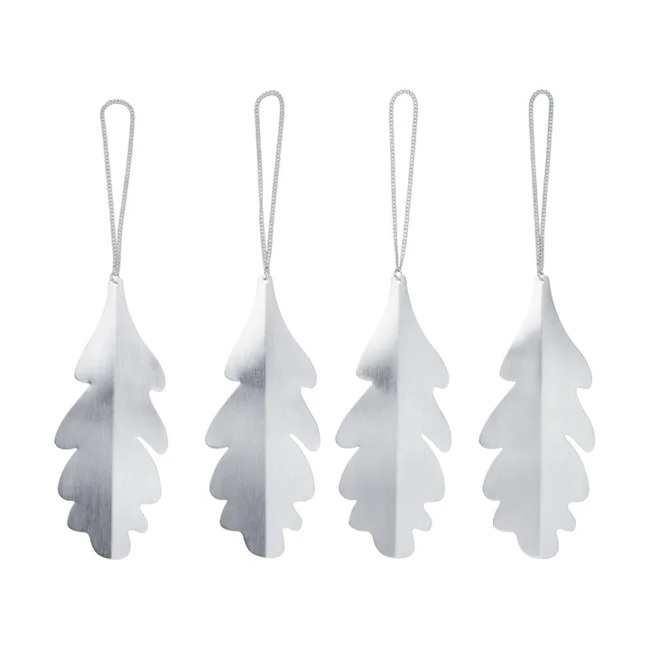 Oak leaf decoratiehangers 13,5 cm 4-pack - Zilverkleurig - Ferm Living