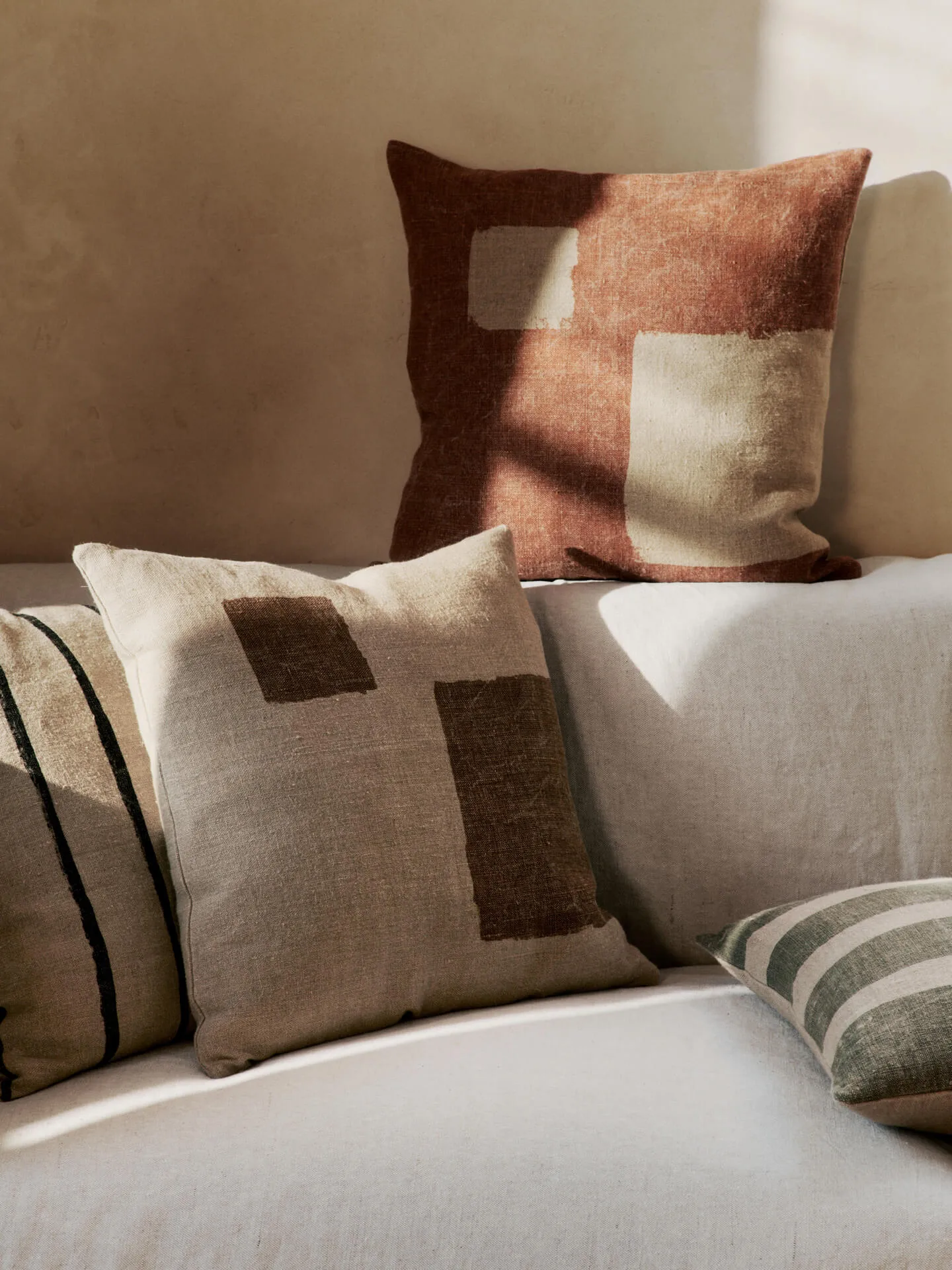 Oleo kussenhoes 50x50 cm, Terracotta-Natural Ferm Living