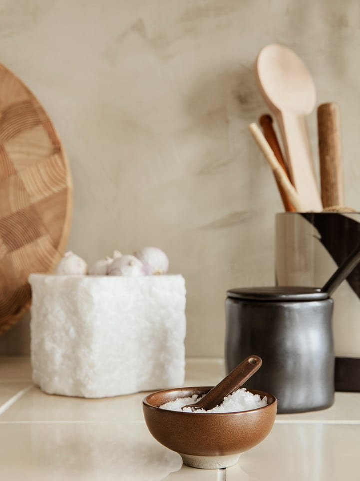 Petite zoutkom met lepel 2-delig, Chocolate Ferm Living