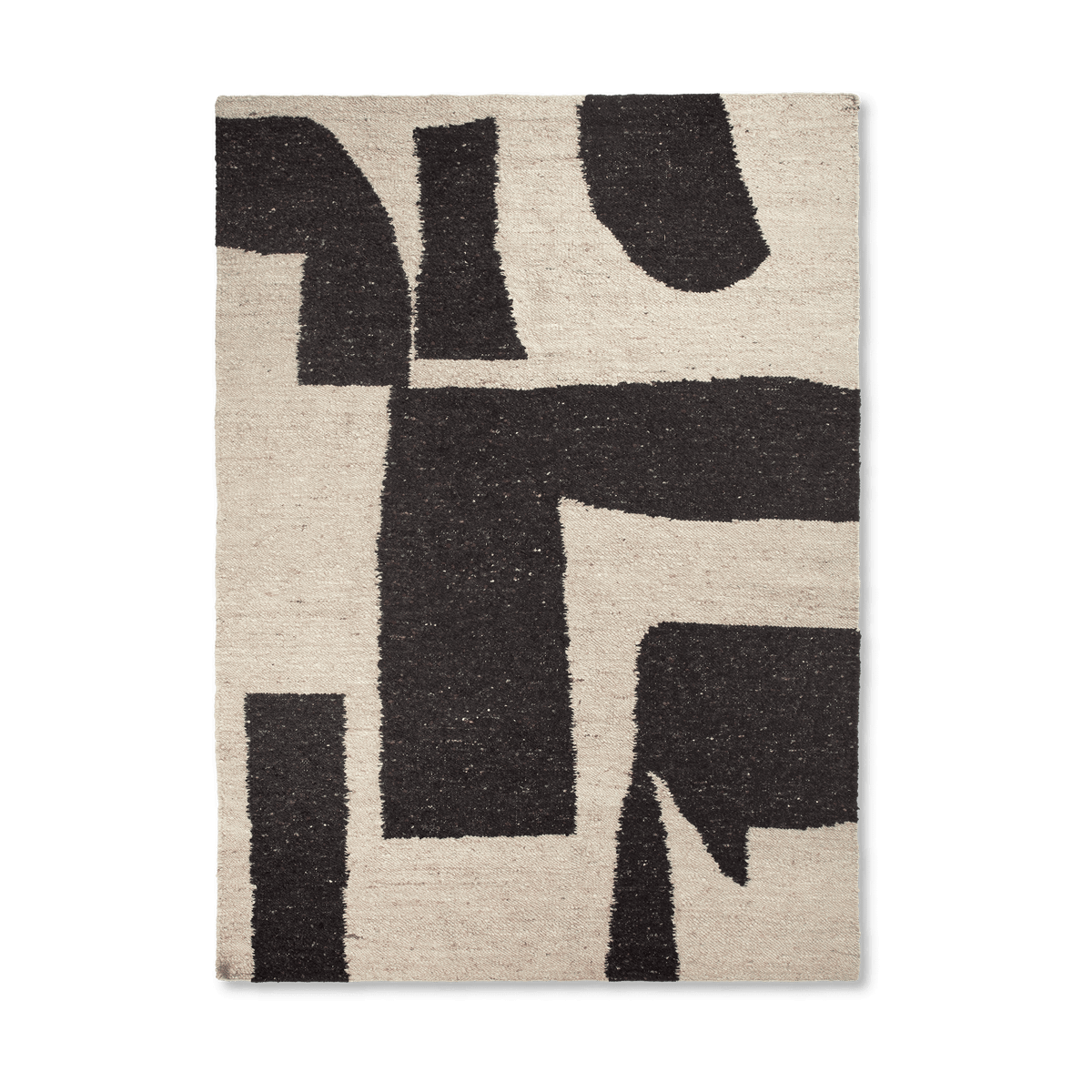 Ferm Living Piece wollen vloerkleed Off-white-Koffie, 200x300 cm