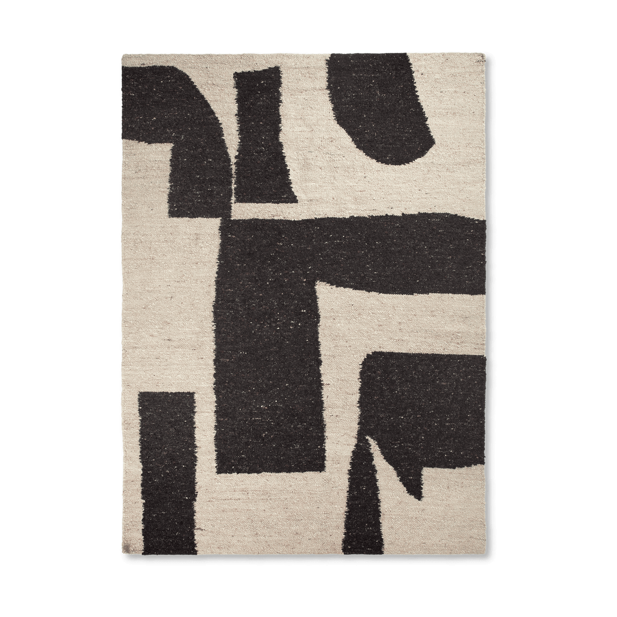 ferm LIVING Piece wollen vloerkleed Off-white-Koffie, 200x300 cm