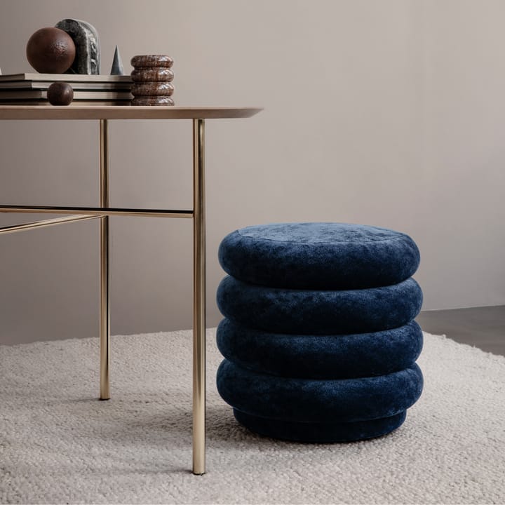 Pouf Round zitpoef - stof faded velvet 26 beige - ferm LIVING