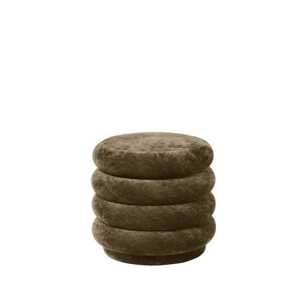 Ferm Living Pouf Round zitpoef stof faded velvet 3 forest