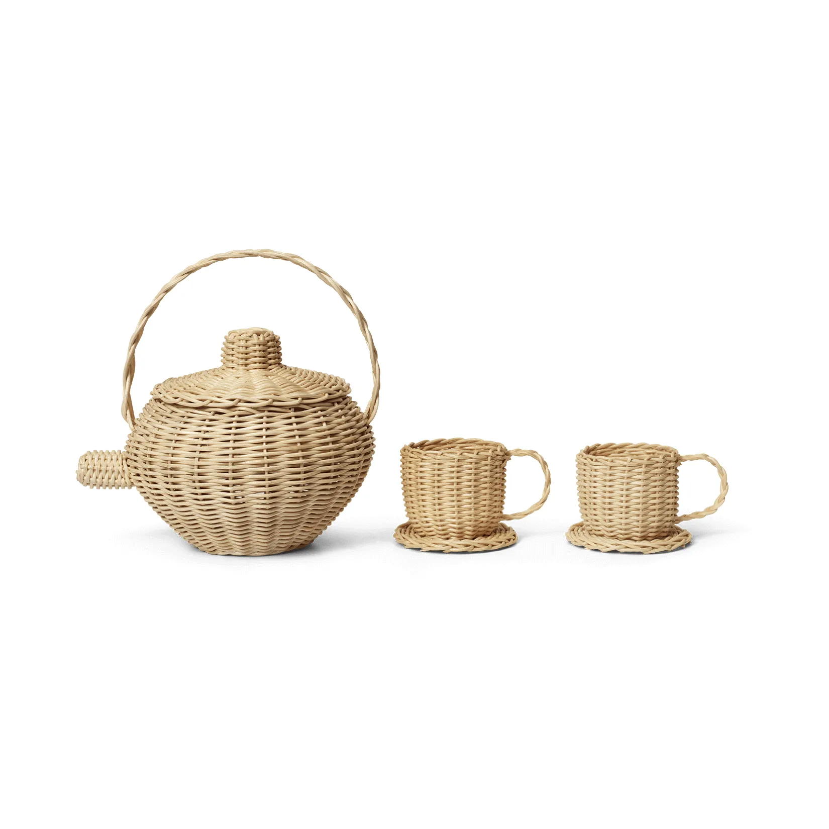 Rattan theeservies 3-delig, Natural Ferm Living