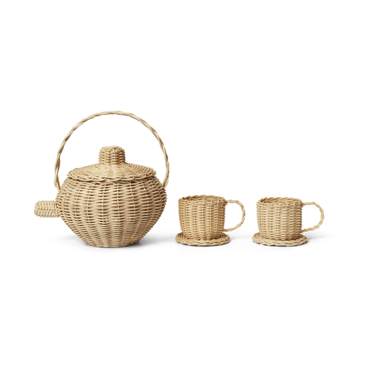 Rattan theeservies 3-delig, Natural Ferm Living