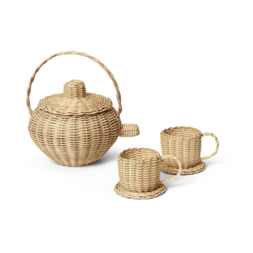 Rattan theeservies 3-delig - Natural - Ferm Living