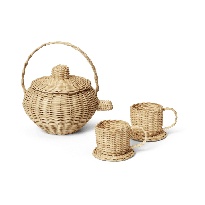 Rattan theeservies 3-delig, Natural Ferm Living