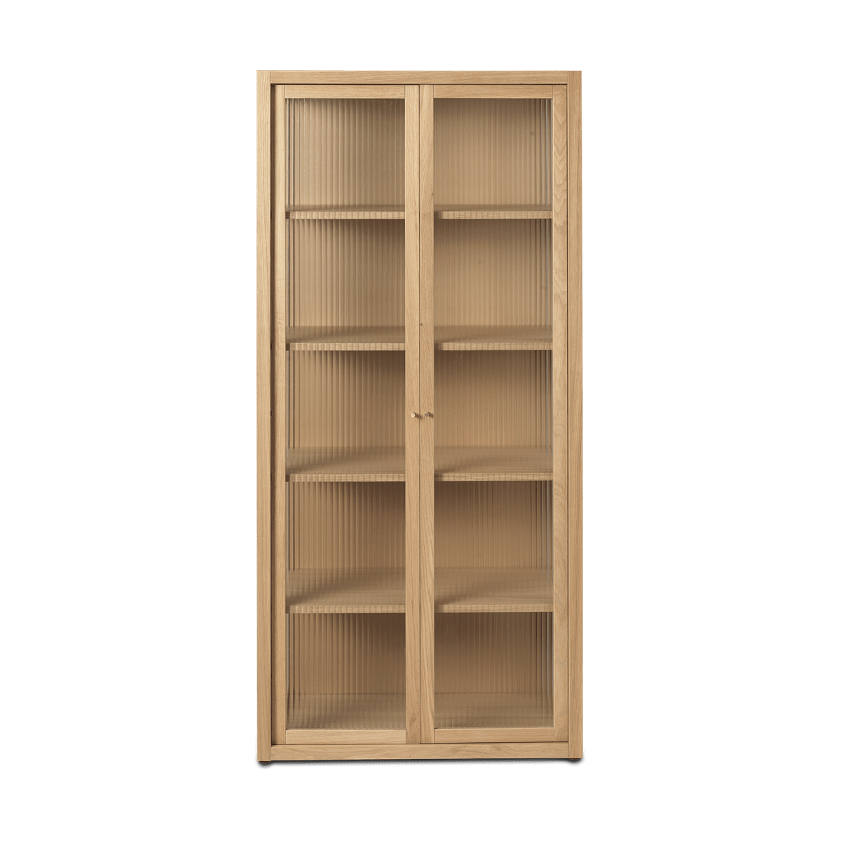 Ferm Living Reed vitrinekast 70x155 cm Natural oak | Scandinavisch Interieur | Vitrinekasten | Beige