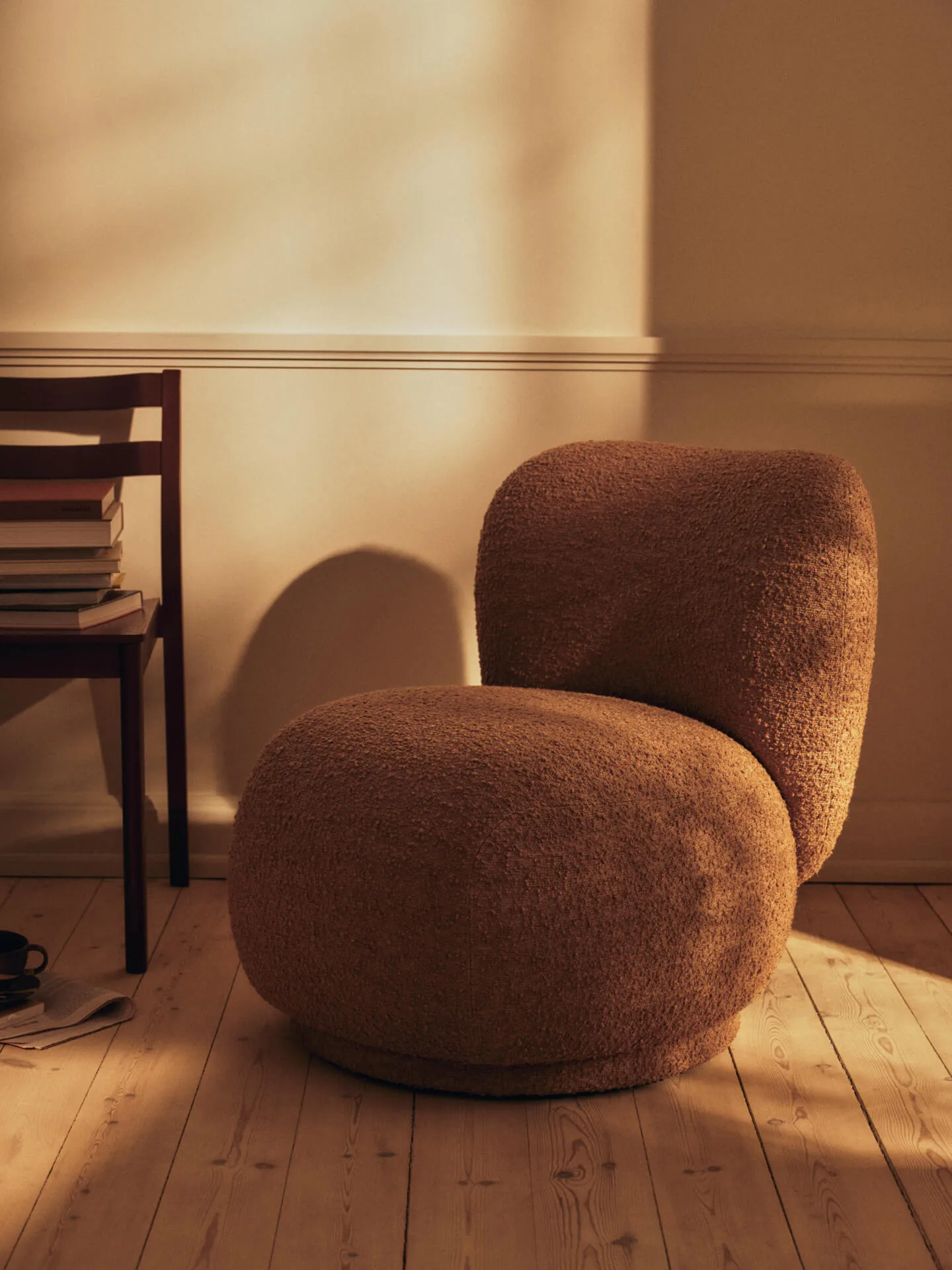 Rico lounge chair raw bouclé piccolo fauteuil, Tan Ferm Living