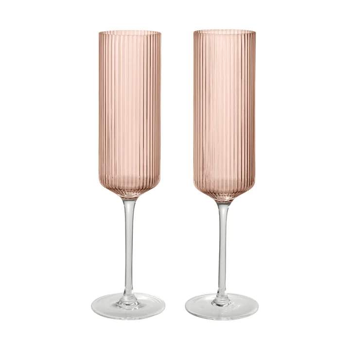 Ripple Champagne flutes champagneglazen 15 cl 2-pack - Blush - Ferm Living
