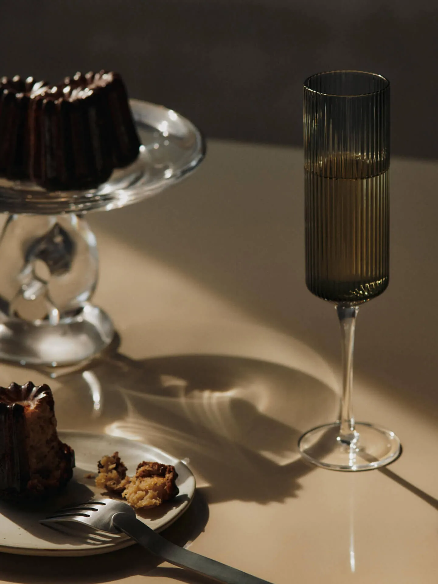 Ripple Champagne flutes champagneglazen 15 cl 2-pack, Smoked Grey Ferm Living