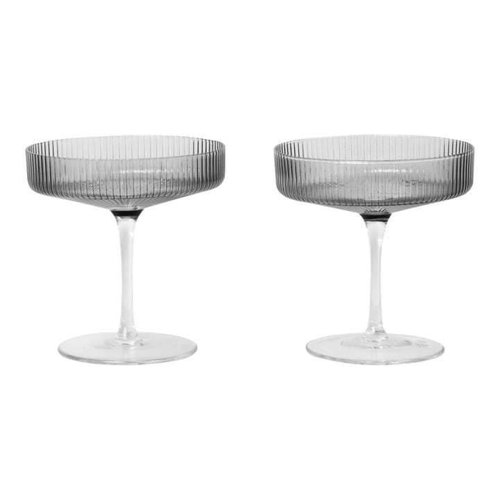 Ripple champagneglas 2-pack - smoked grey - Ferm LIVING