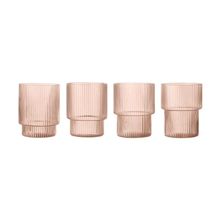 Ripple glazen 4-pack - Blush - Ferm Living