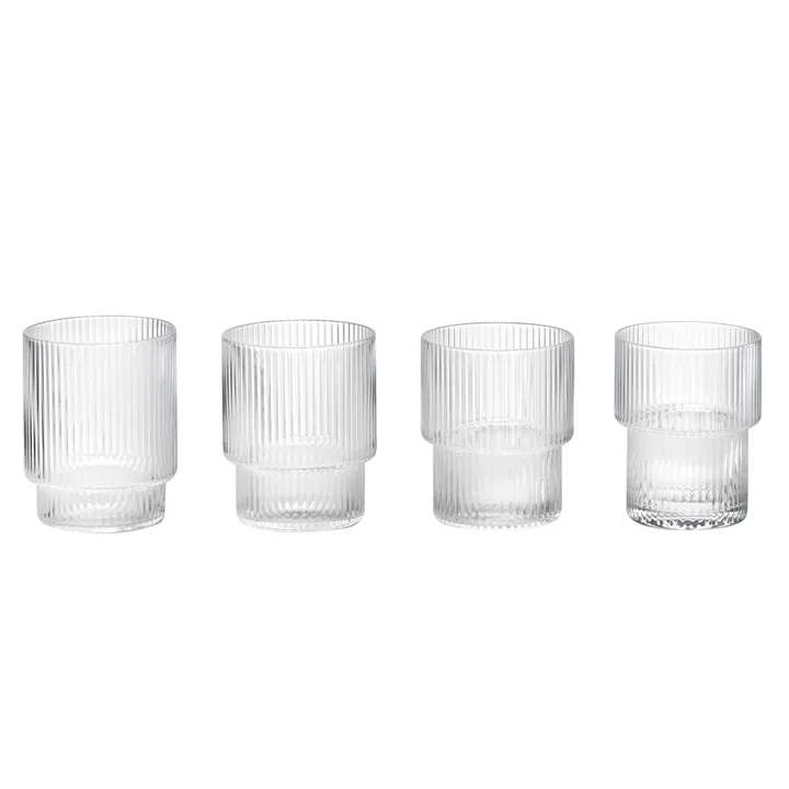 Ripple glazen 4-pack - helder - Ferm Living