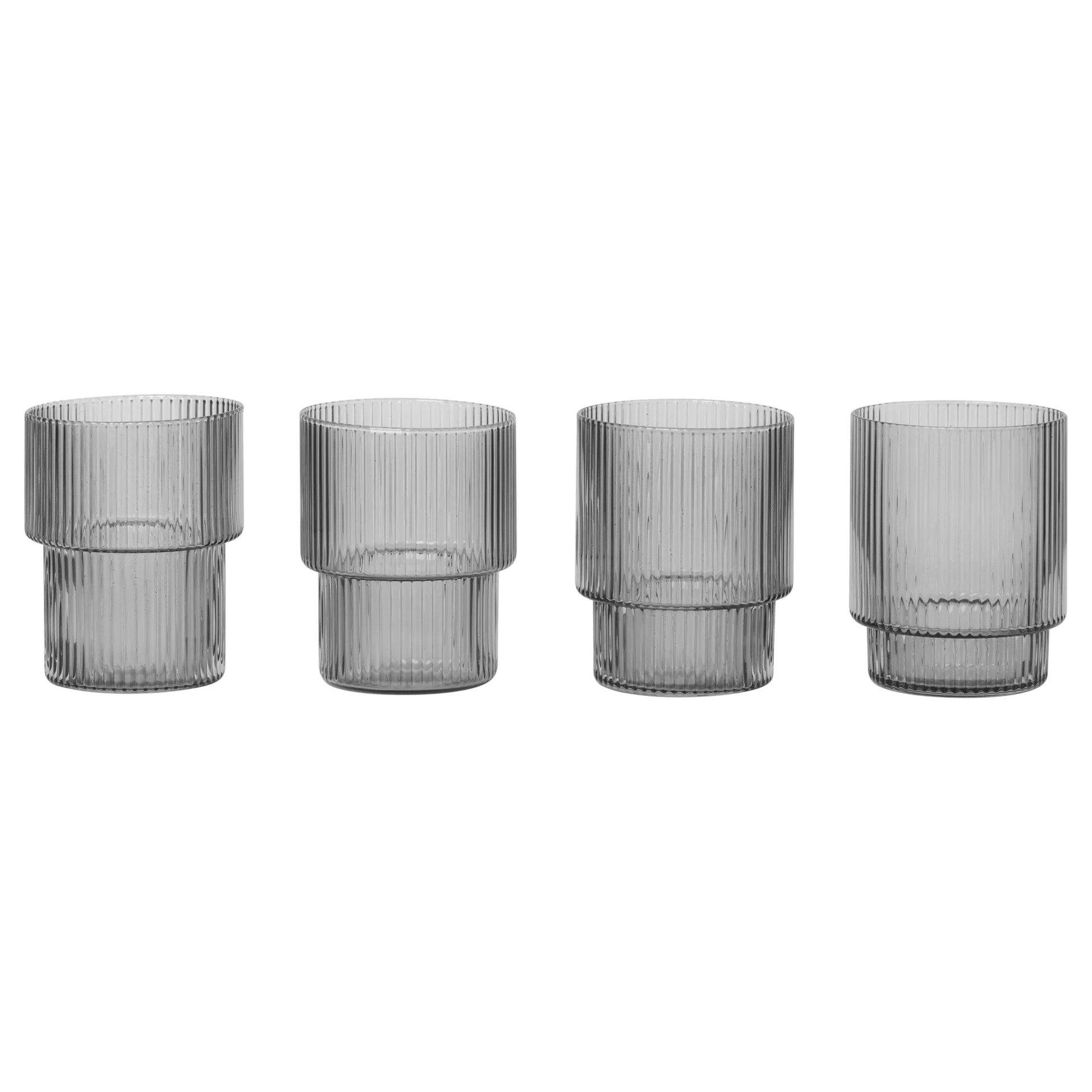 Ripple glazen 4-pack, smoked grey Ferm Living