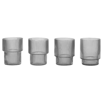 Ripple glazen 4-pack - smoked grey - Ferm Living