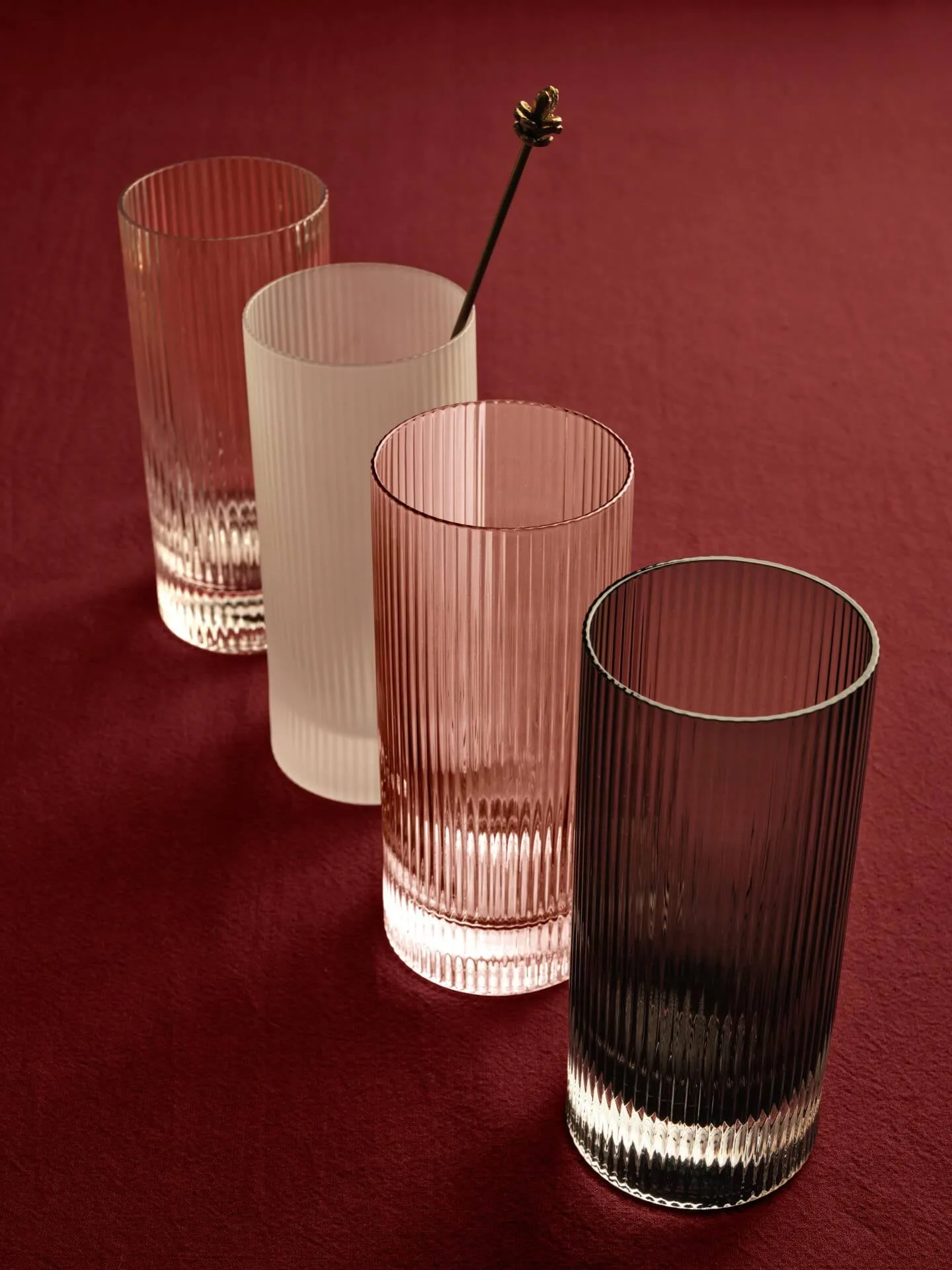 Ripple Highball glazen 48 cl 2-pack, smoked grey Ferm Living