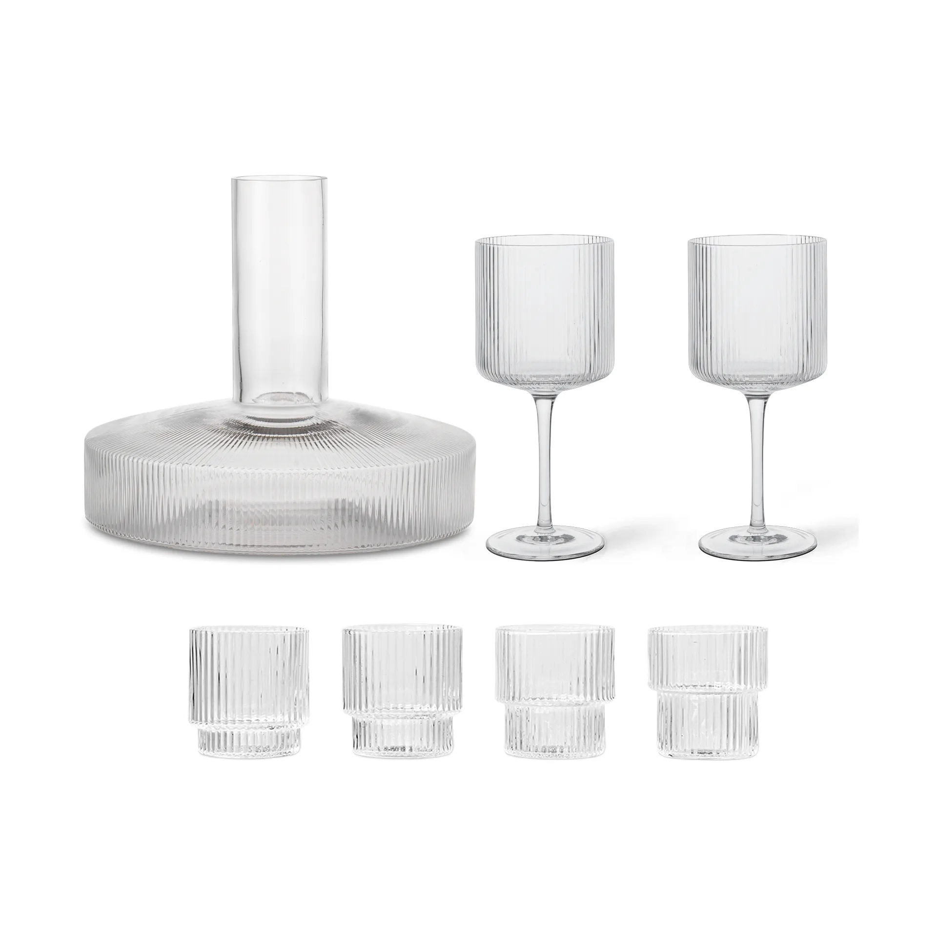 Ripple karaf en glas 17-delig - Helder,  Ferm Living