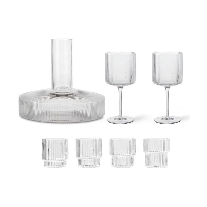 Ripple karaf en glas 17-delig - Helder - Ferm Living