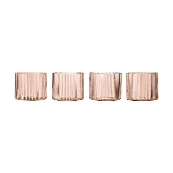 Ripple lage glazen 4-pack - Blush - Ferm Living
