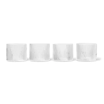 Ripple lage glazen 4-pack - Clear - Ferm Living